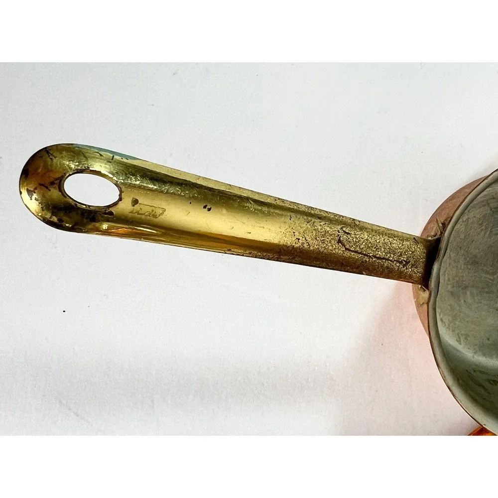 Vintage Copper set of 4 Butter Warmers 2oz Brass Handles saucepan